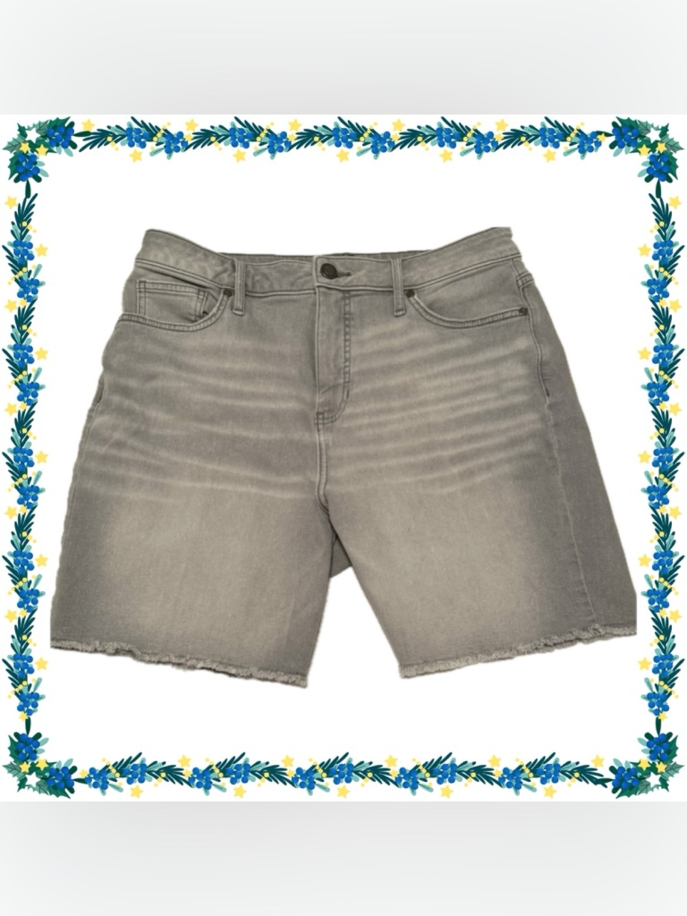 Shorts - denim jean -  Simply Vera Wang gray - raw hem - 12. Bermuda.